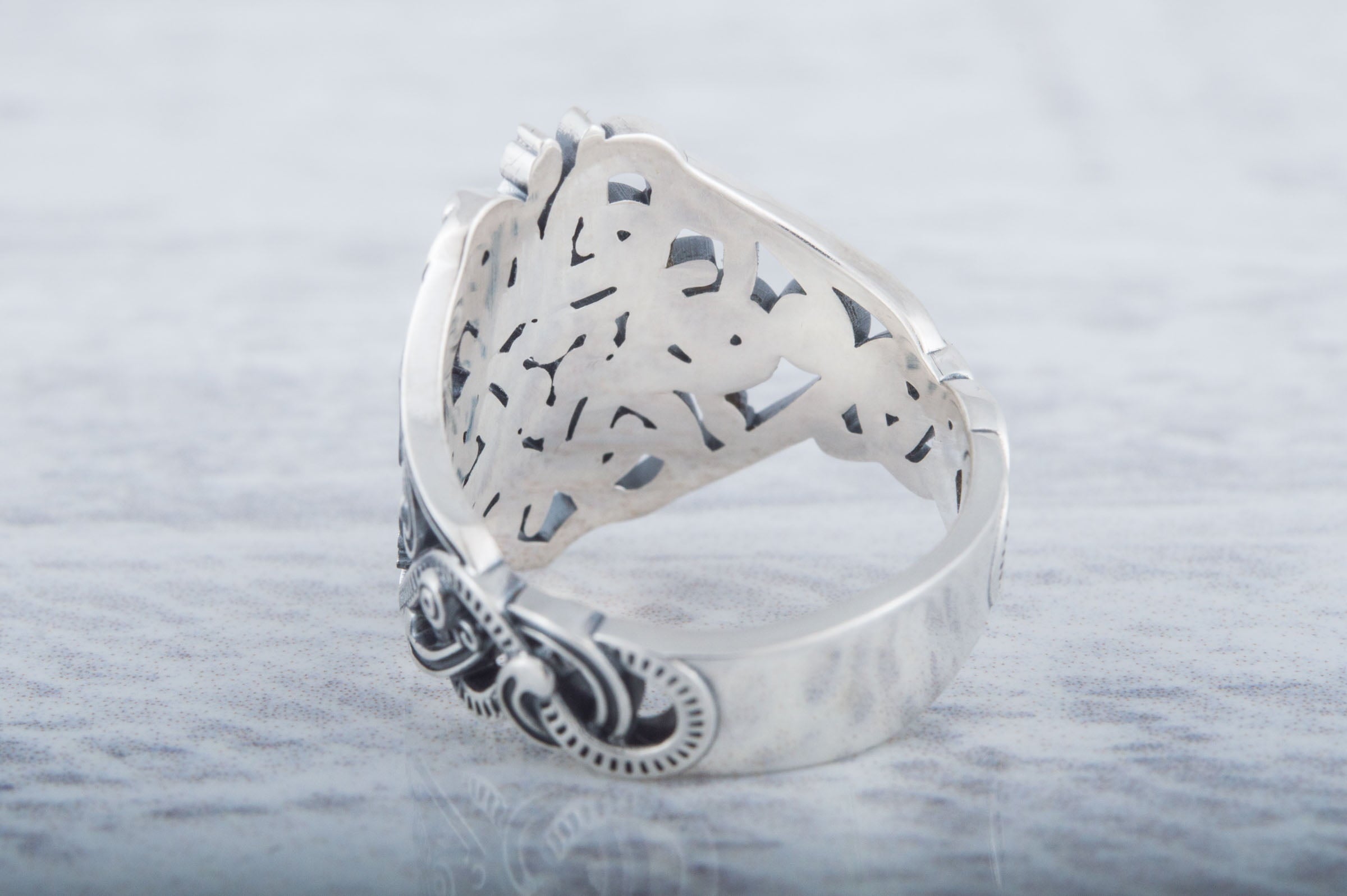 Ring with Ornament Sterling Silver Handmade Jewelry - vikingworkshop