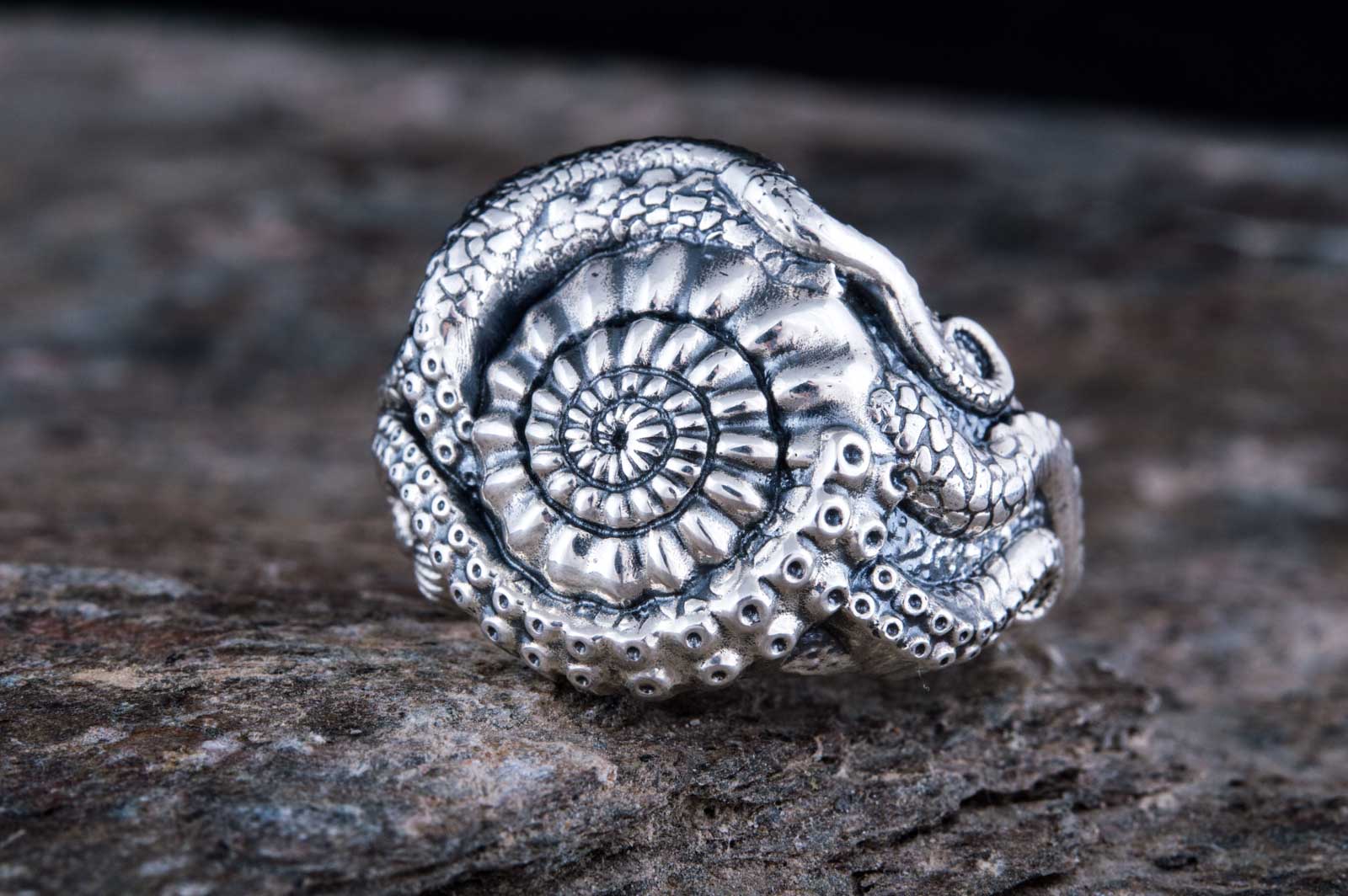 Handcrafted Shell Ring Sterling Silver Unique Jewelry - vikingworkshop