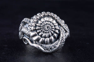 Handcrafted Shell Ring Sterling Silver Unique Jewelry - vikingworkshop