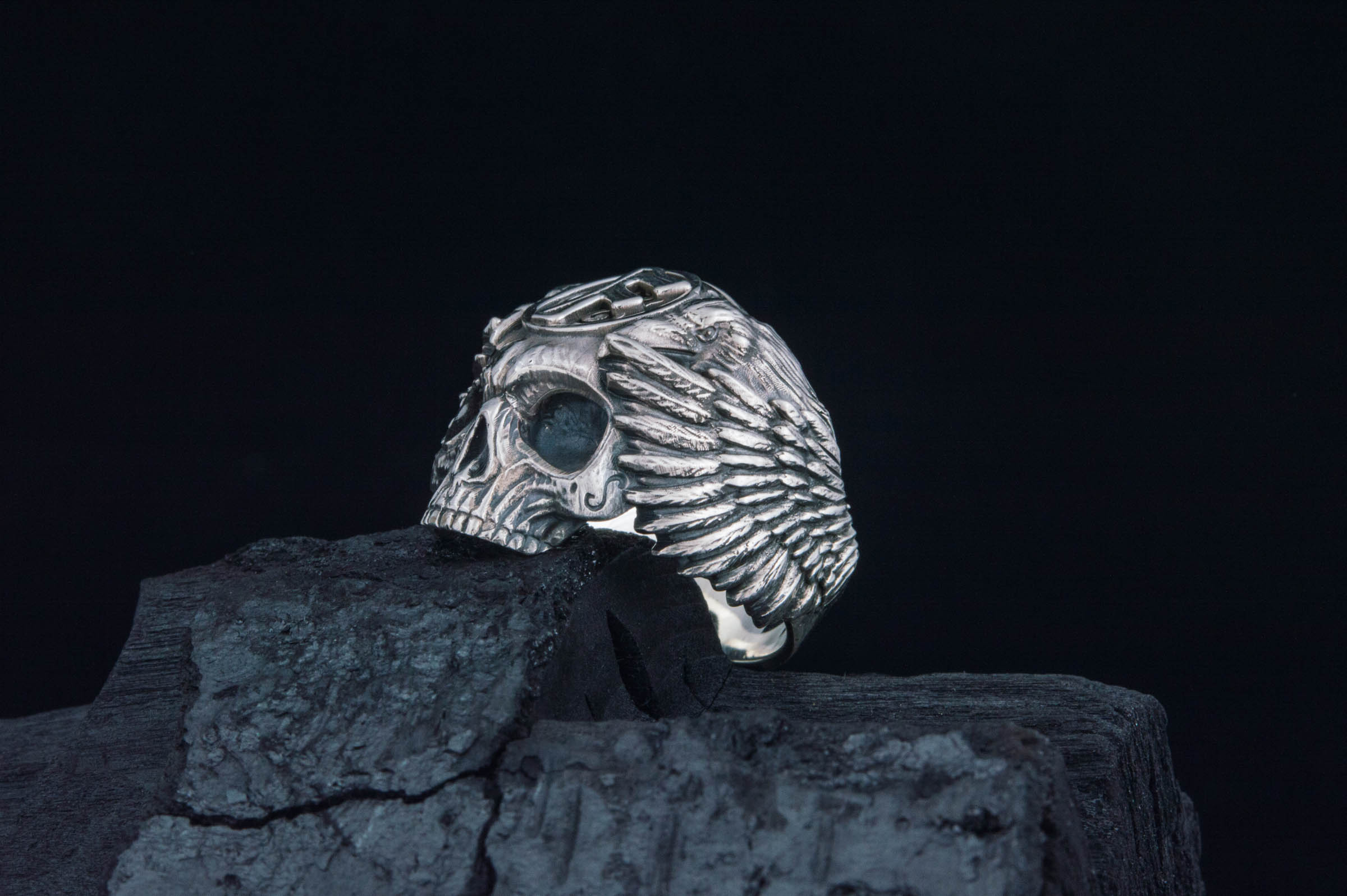 Odin Ring with Ansuz Rune Symbol Ring Sterling Silver Unique Handmade Jewelry - vikingworkshop