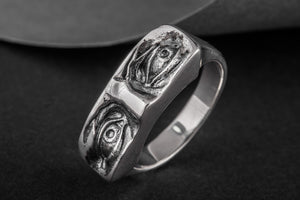 David Eyes Ring, Sterling Silver Handmade Jewelry - vikingworkshop