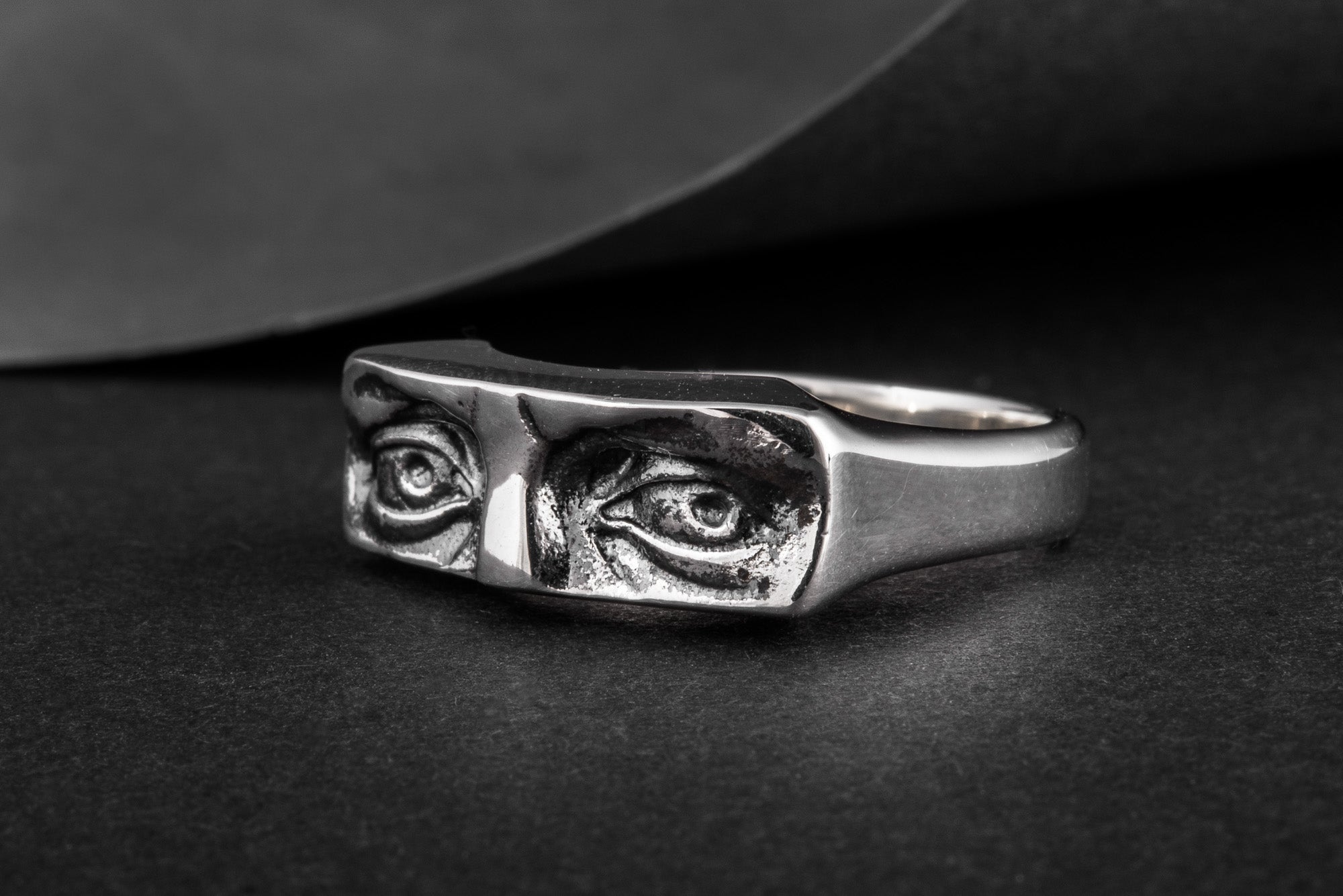 David Eyes Ring, Sterling Silver Handmade Jewelry - vikingworkshop