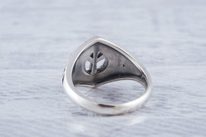 Viking Ornament Ring with Algiz Rune Sterling Silver Jewelry - vikingworkshop