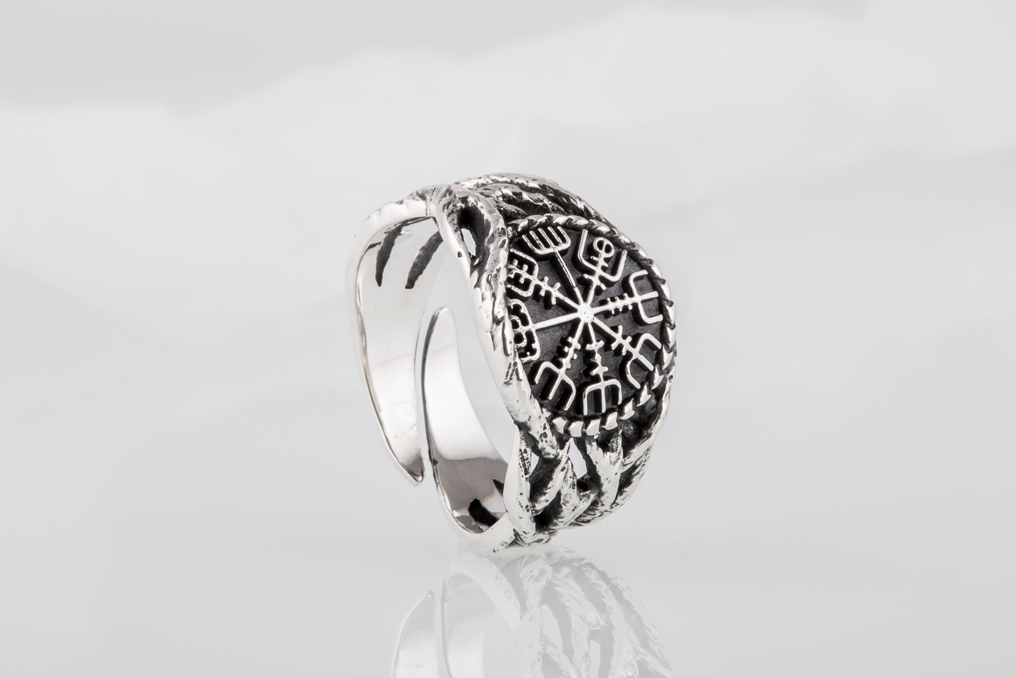 Ring with Vegvisir Sterling Silver Handmade Jewelry - vikingworkshop