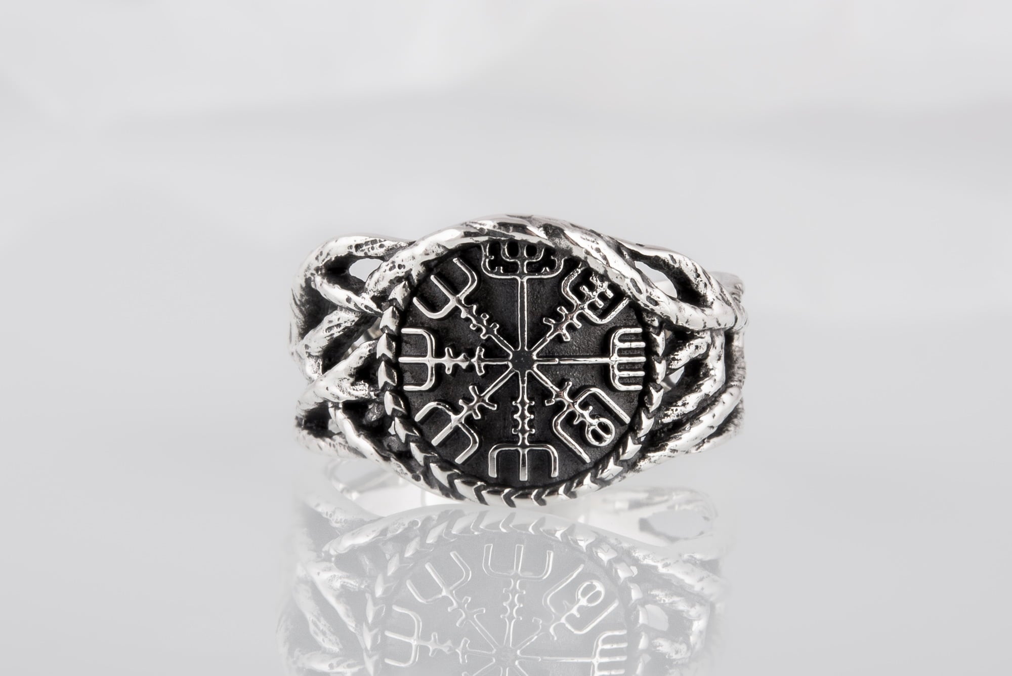 Ring with Vegvisir Sterling Silver Handmade Jewelry - vikingworkshop