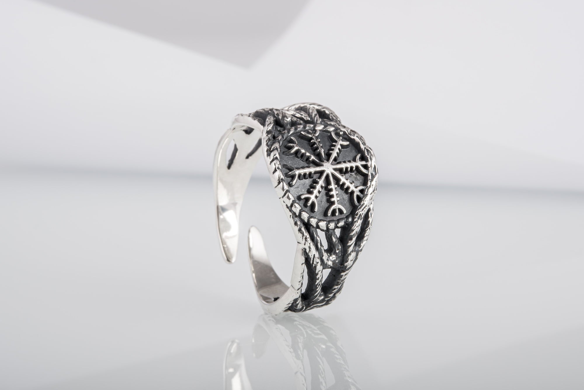 Ring with Helm of Awe Sterling Silver Handmade Jewelry - vikingworkshop