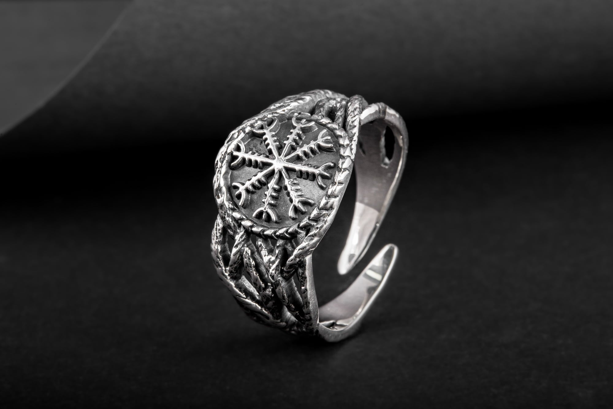 Ring with Helm of Awe Sterling Silver Handmade Jewelry - vikingworkshop