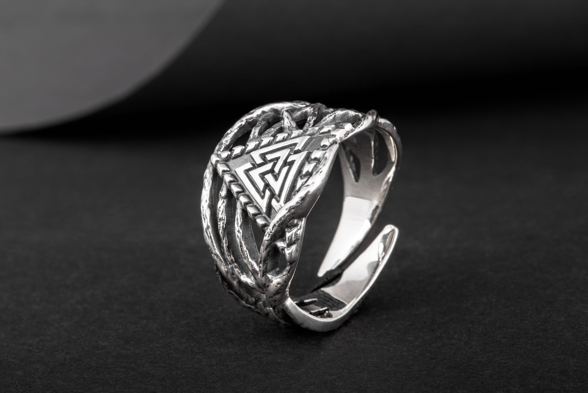 Ring with Valknut Sterling Silver Handmade Jewelry - vikingworkshop