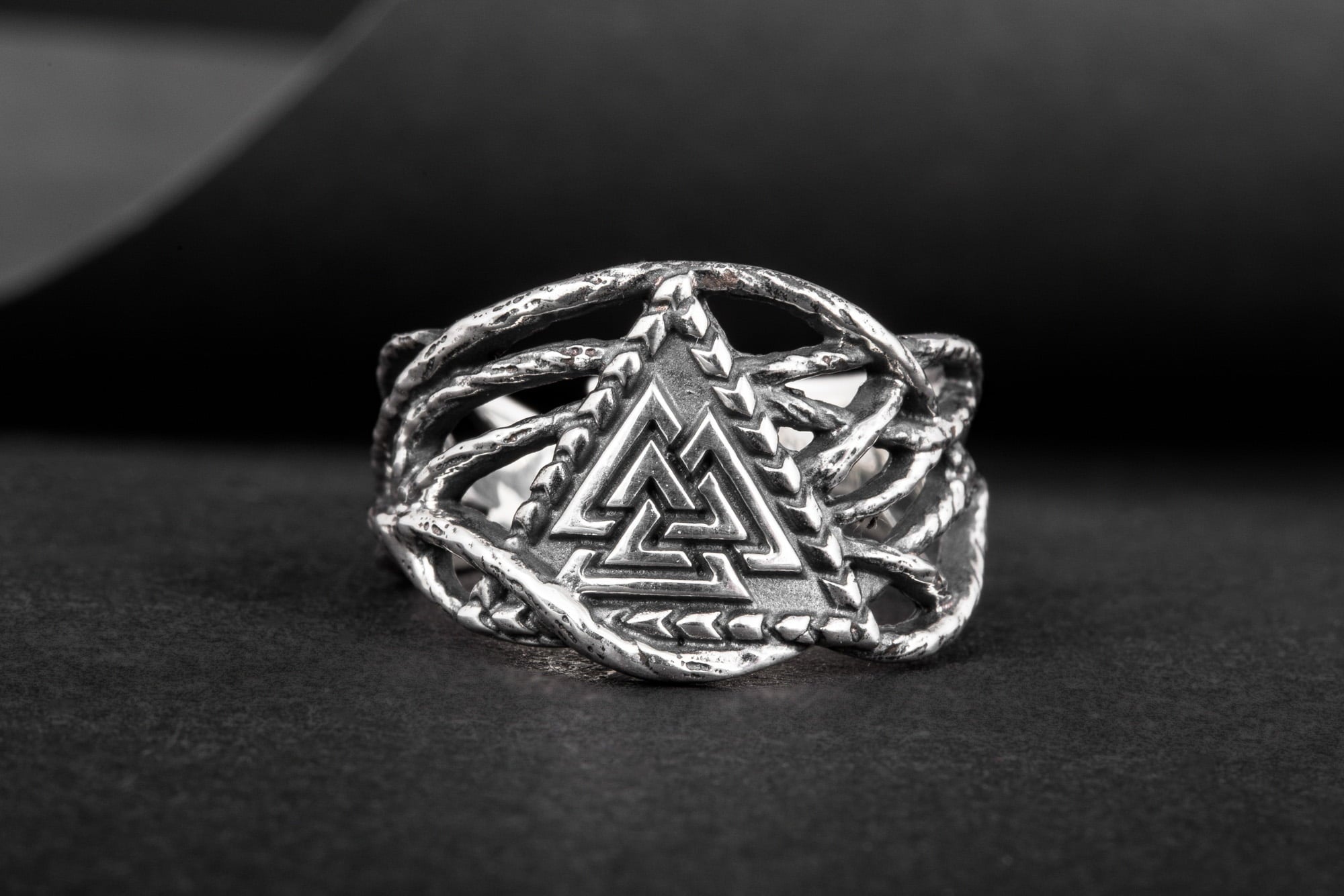 Ring with Valknut Sterling Silver Handmade Jewelry - vikingworkshop