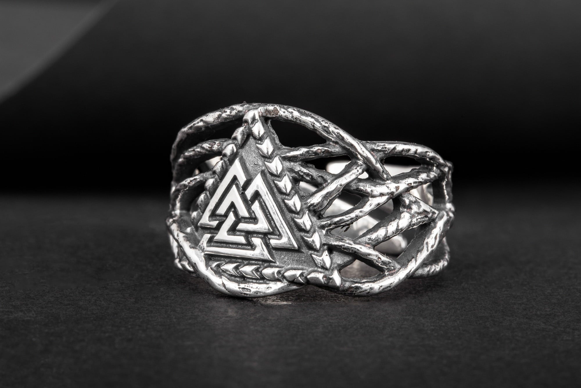 Ring with Valknut Sterling Silver Handmade Jewelry - vikingworkshop