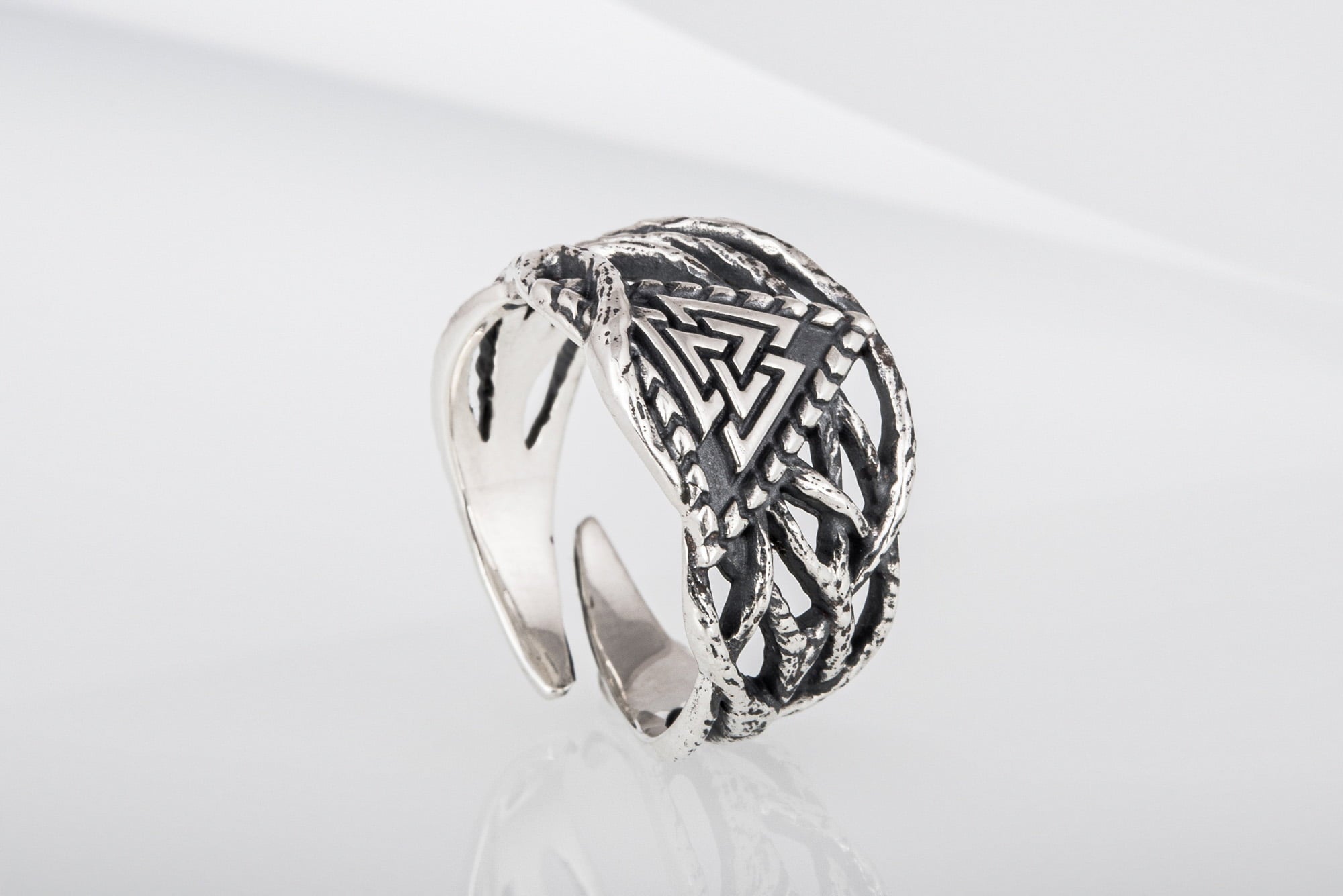 Ring with Valknut Sterling Silver Handmade Jewelry - vikingworkshop