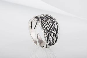 Ring with Valknut Sterling Silver Handmade Jewelry - vikingworkshop