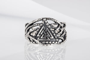 Ring with Valknut Sterling Silver Handmade Jewelry - vikingworkshop