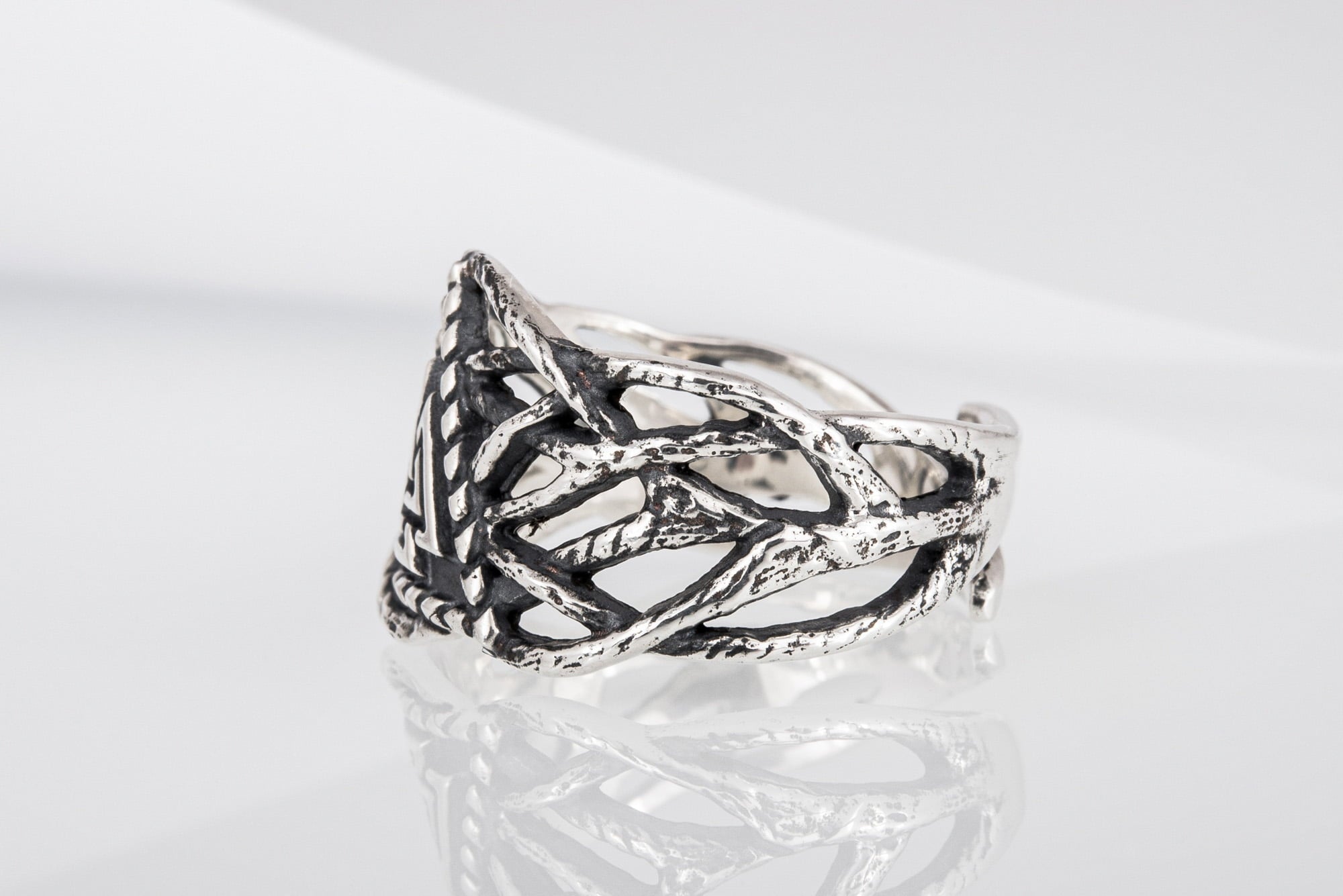 Ring with Valknut Sterling Silver Handmade Jewelry - vikingworkshop