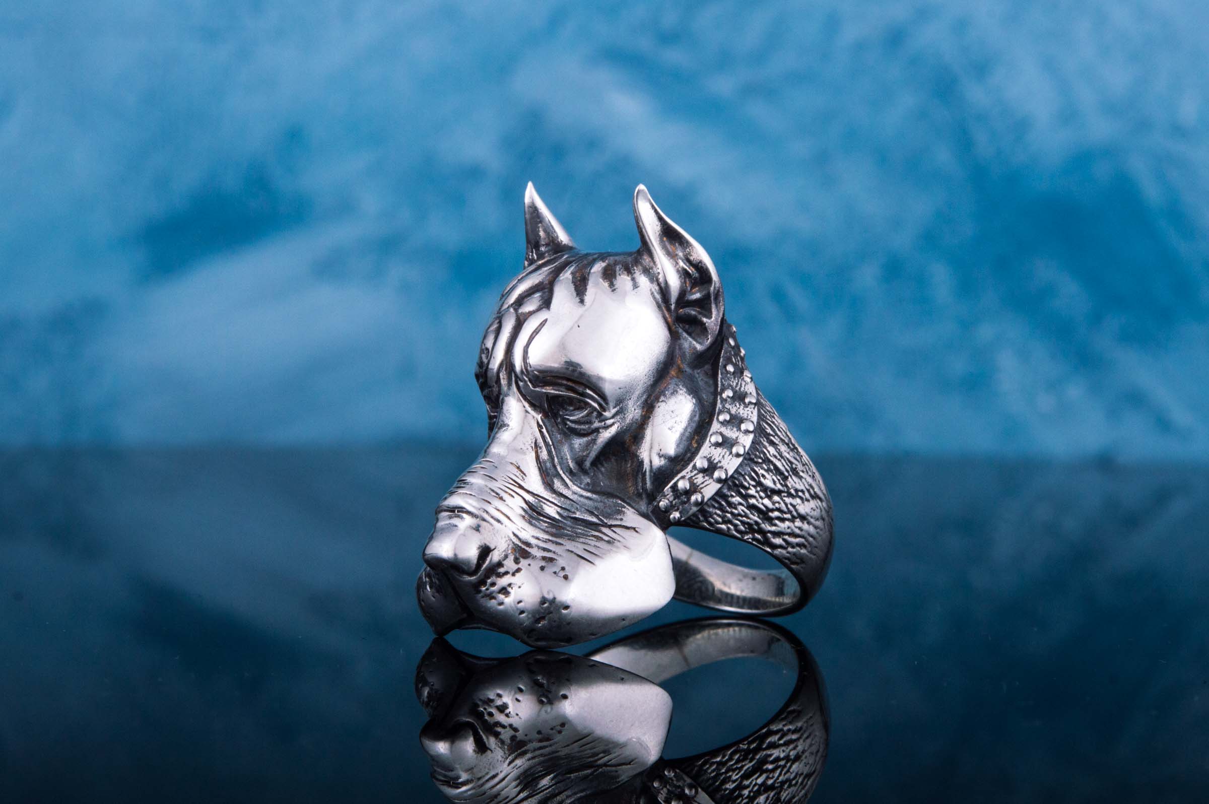 Ring with Dog Sterling Silver Handmade Jewelry
