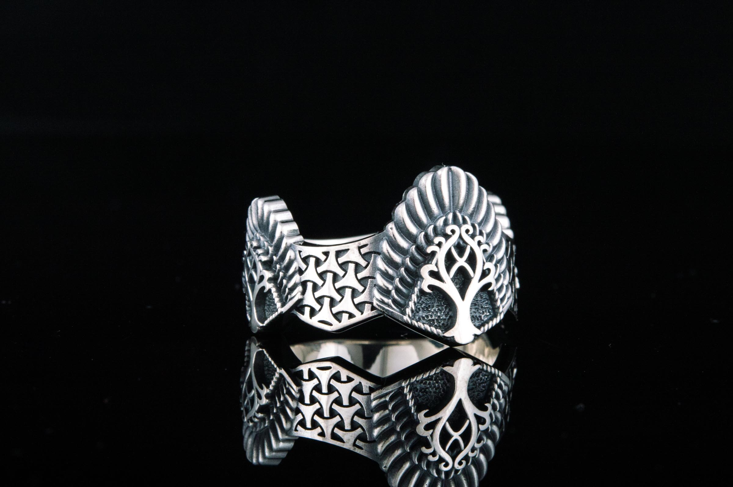 Yggdrasil Ring Sterling Silver Handmade Jewelry - vikingworkshop