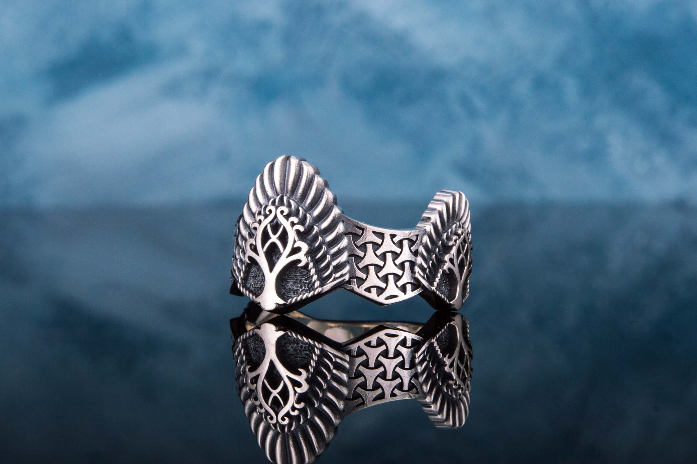 Yggdrasil Ring Sterling Silver Handmade Jewelry - vikingworkshop