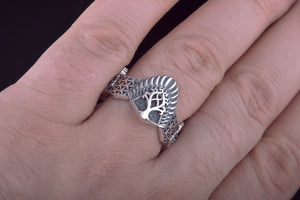 Yggdrasil Ring Sterling Silver Handmade Jewelry - vikingworkshop