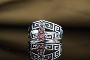 Ring with Ornament and Cubic Zirconia Sterling Silver Jewelry - vikingworkshop