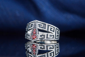 Ring with Ornament and Cubic Zirconia Sterling Silver Jewelry - vikingworkshop