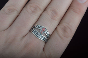 Ring with Ornament and Cubic Zirconia Sterling Silver Jewelry - vikingworkshop