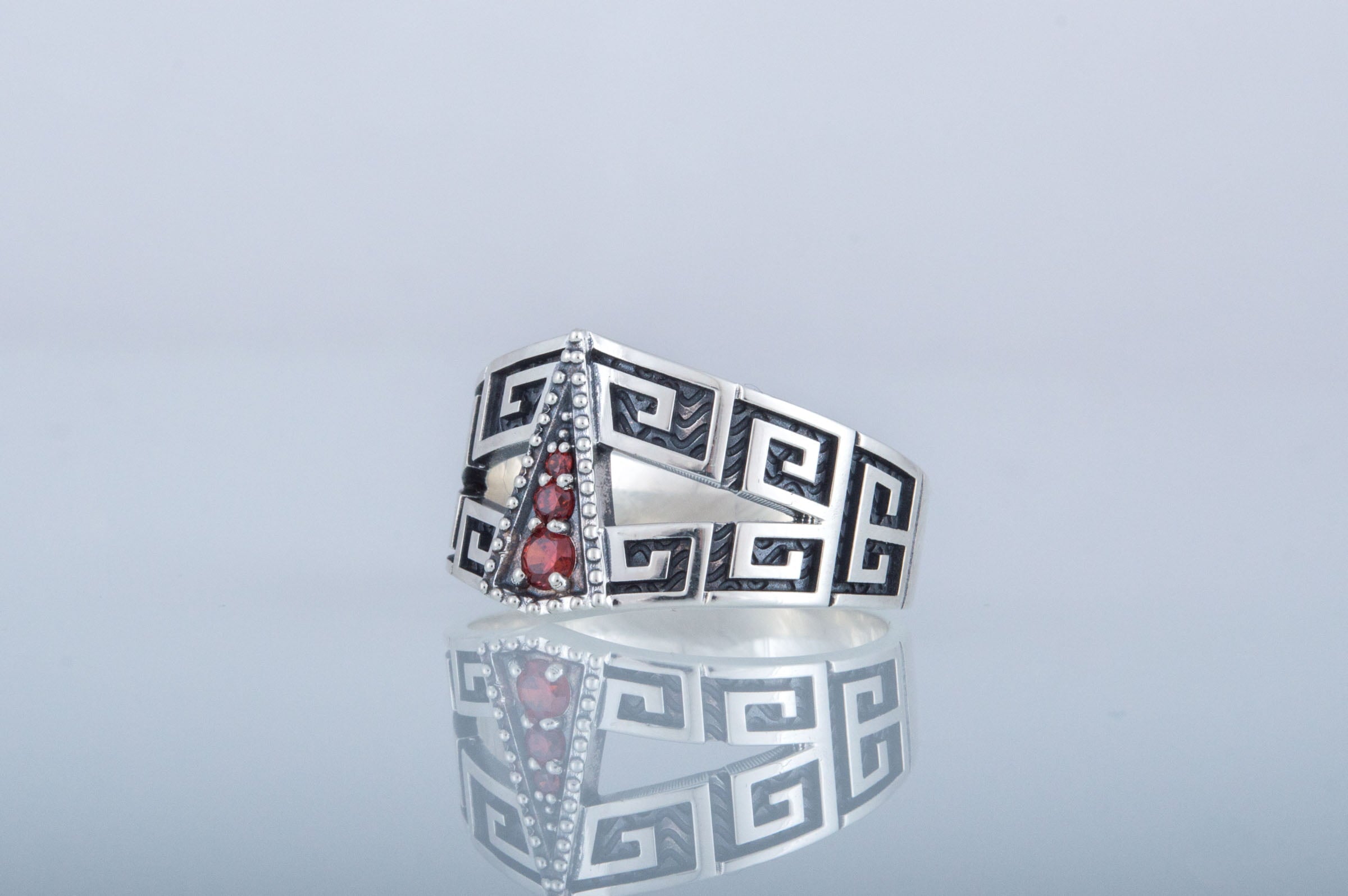 Ring with Ornament and Cubic Zirconia Sterling Silver Jewelry - vikingworkshop