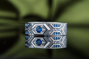 Ring with Blue Cubic Zirconia Sterling Silver Jewelry - vikingworkshop