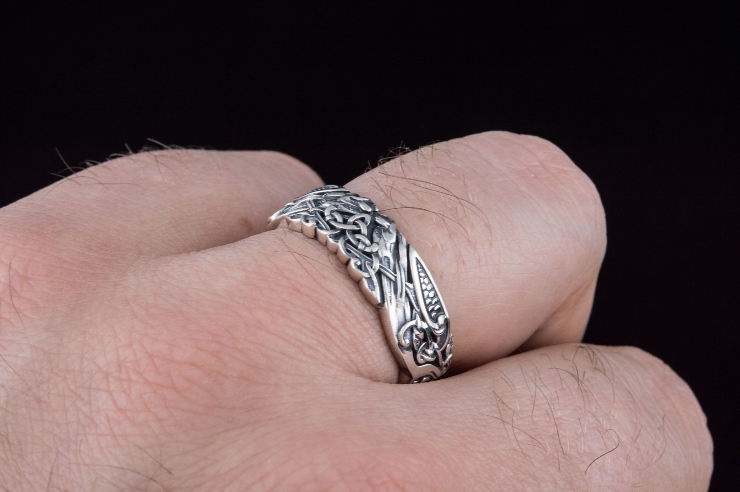 Ornament Handmade Ring Sterling Silver Jewelry - vikingworkshop