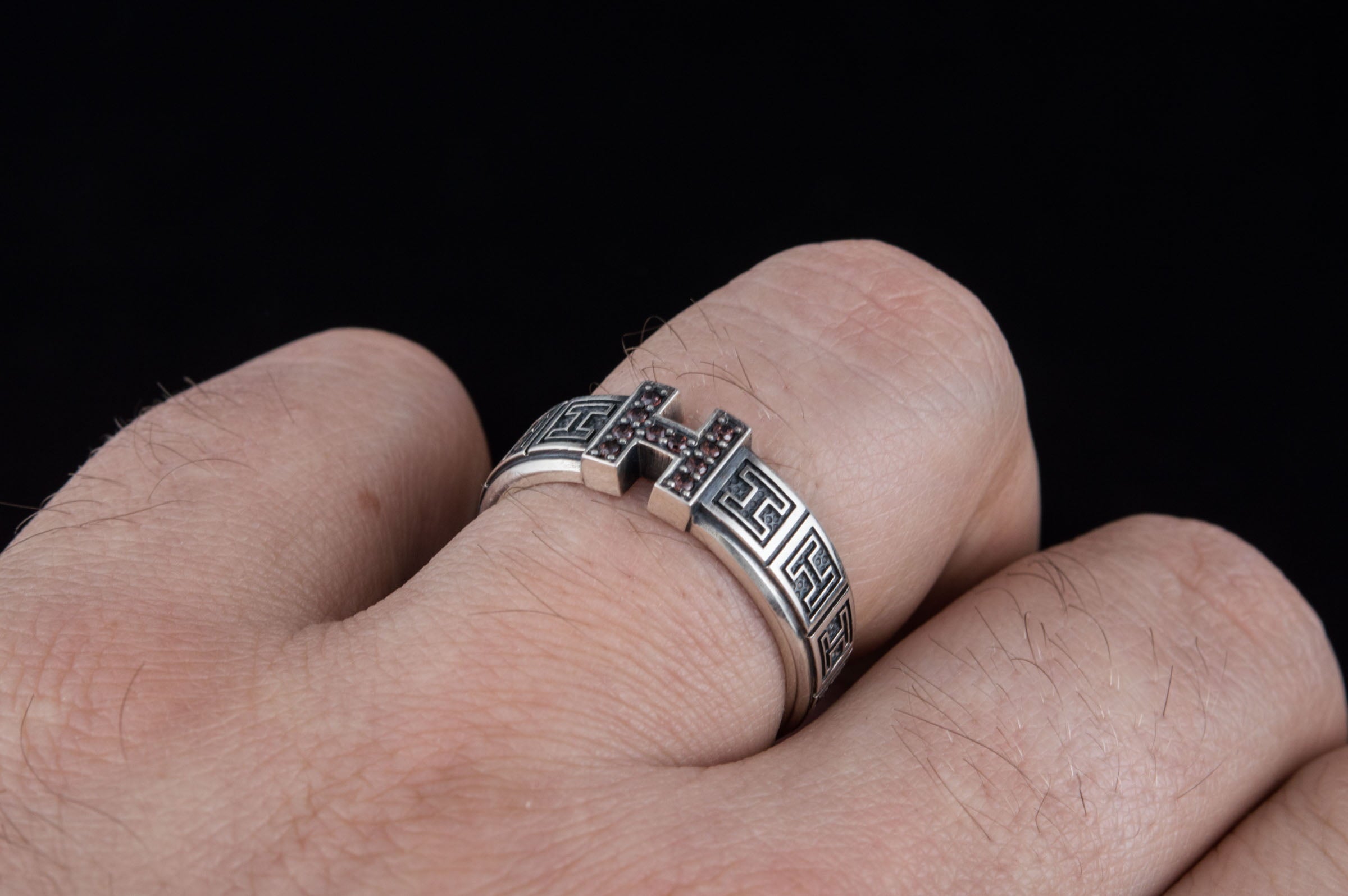 Ring with Cubic Zirconia Sterling Silver Unique Jewelry - vikingworkshop