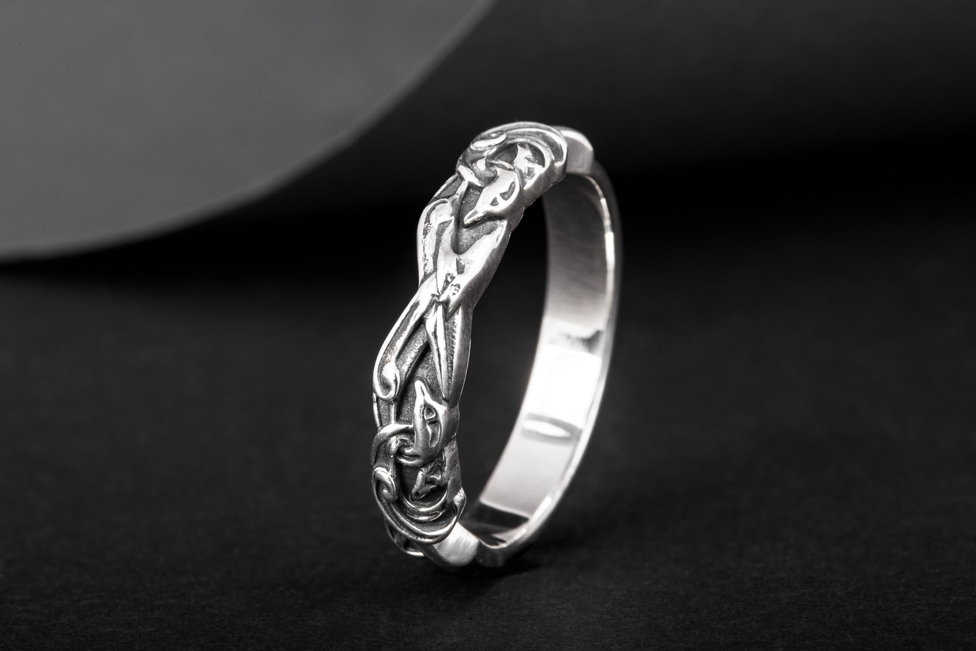 Ring with Viking Ornament Sterling Silver Jewelry - vikingworkshop