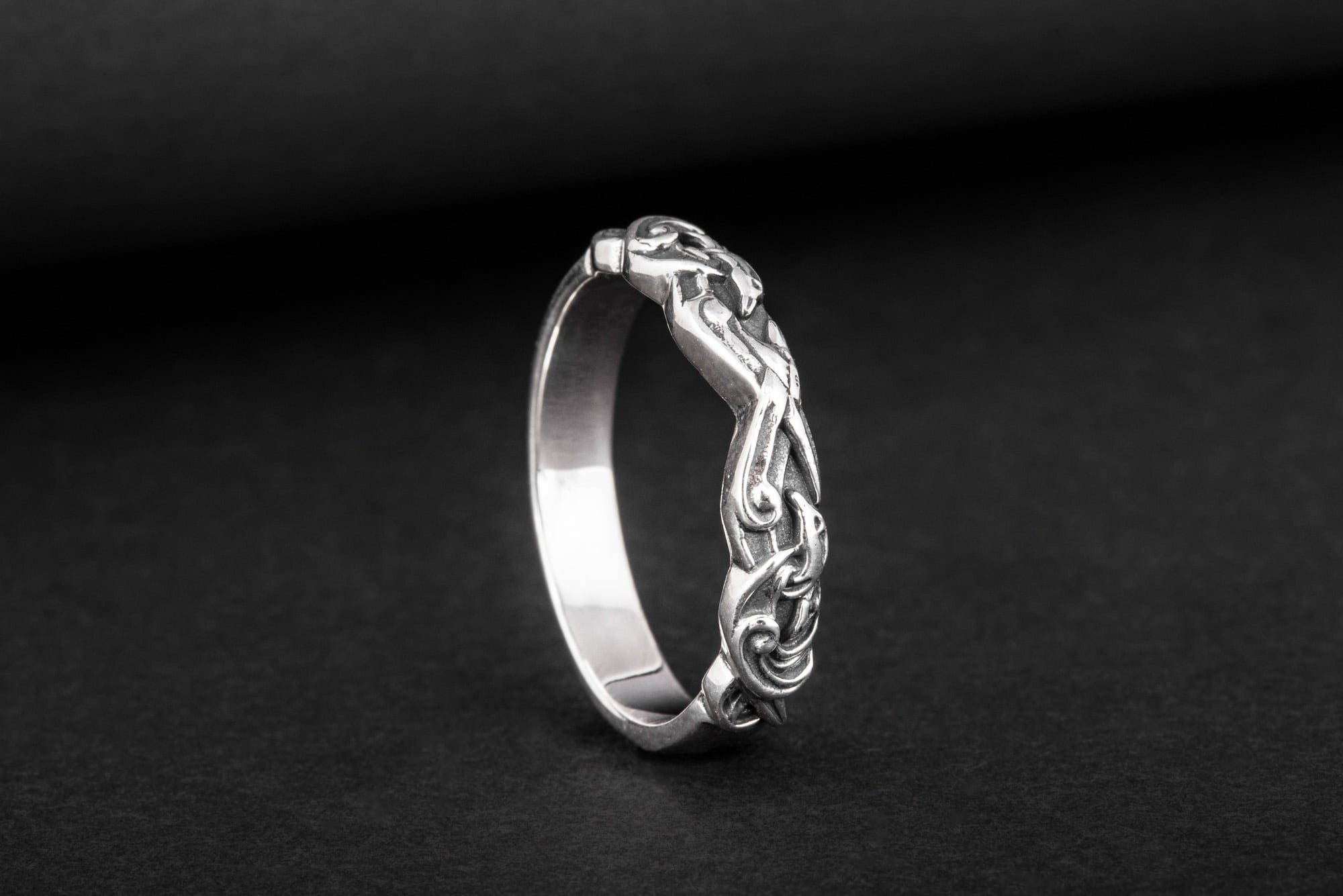 Ring with Viking Ornament Sterling Silver Jewelry - vikingworkshop