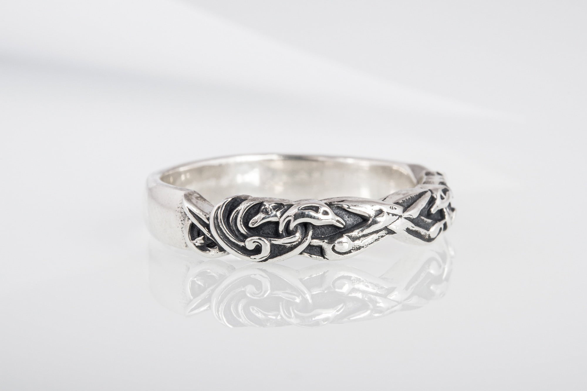 Ring with Viking Ornament Sterling Silver Jewelry - vikingworkshop