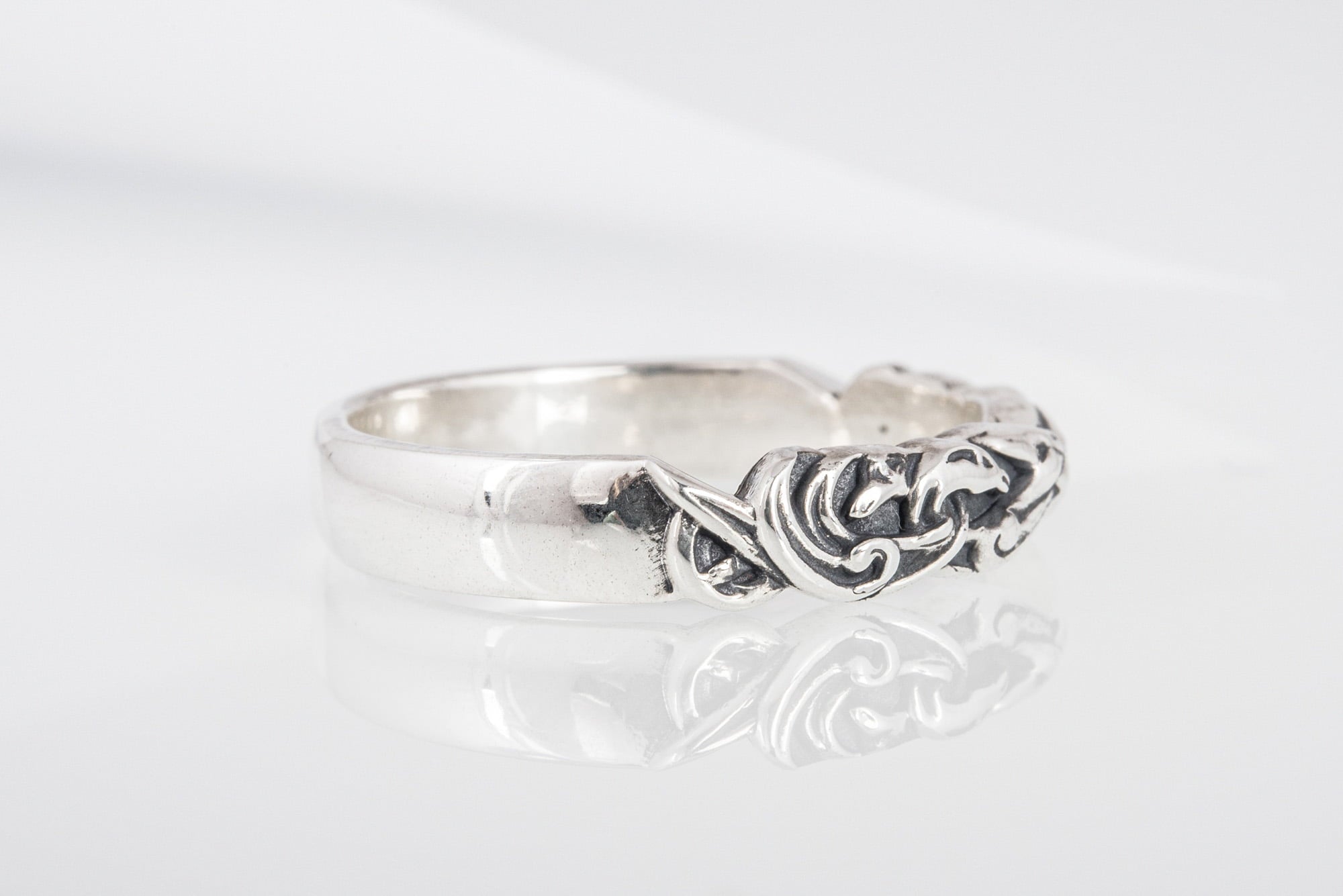 Ring with Viking Ornament Sterling Silver Jewelry - vikingworkshop