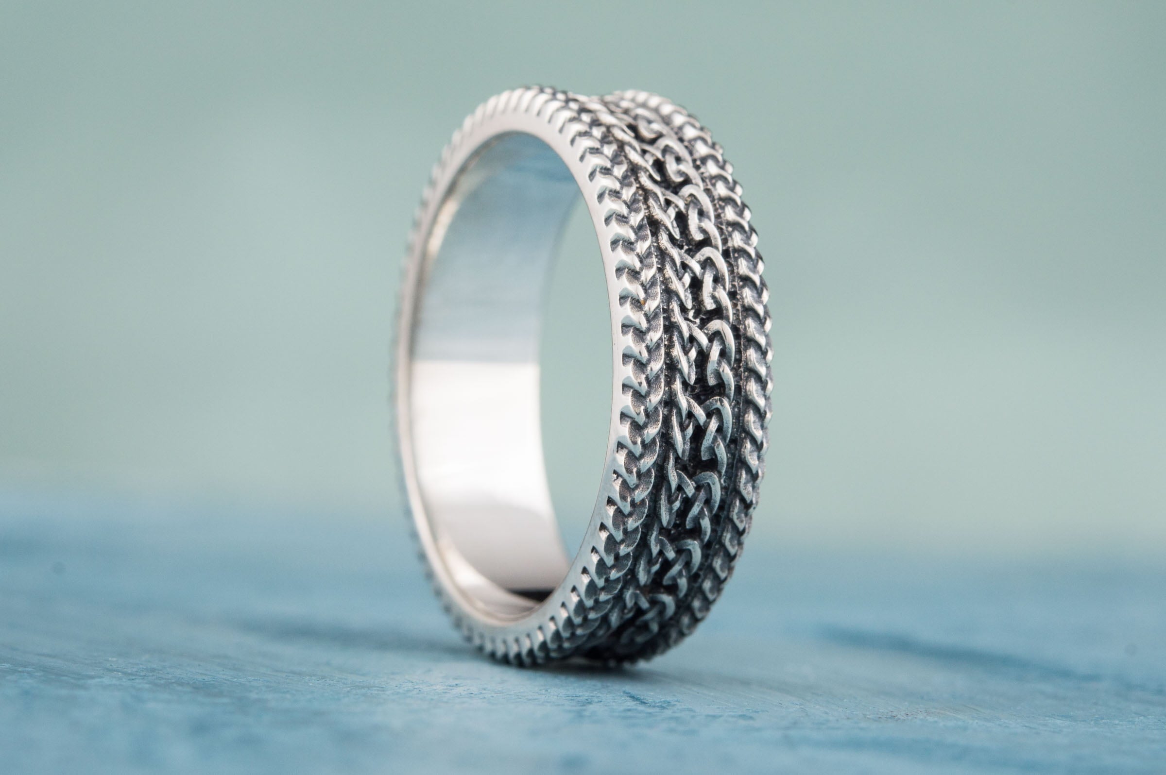 Ring with Ornament Sterling Silver Handcrafted Jewelry - vikingworkshop