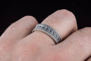 Ring with Ornament Sterling Silver Handcrafted Jewelry - vikingworkshop