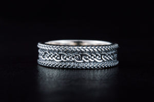 Ring with Ornament Sterling Silver Handcrafted Viking Jewelry - vikingworkshop