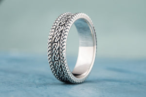 Ring with Ornament Sterling Silver Handcrafted Viking Jewelry - vikingworkshop