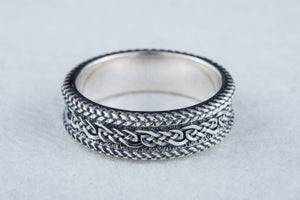 Ring with Ornament Sterling Silver Handcrafted Viking Jewelry - vikingworkshop