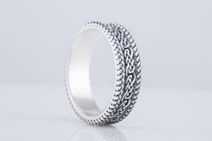 Ring with Ornament Sterling Silver Handcrafted Viking Jewelry - vikingworkshop