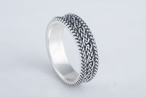 Ring with Ornament Sterling Silver Handcrafted Viking Jewelry - vikingworkshop