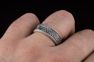 Sterling Silver Triquetra Ornament Ring, Handcrafted Viking Jewelry - vikingworkshop