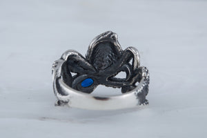 Spider Ring with Cubic Zirconia Sterling Silver Handmade Jewelry - vikingworkshop