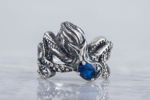 Spider Ring with Cubic Zirconia Sterling Silver Handmade Jewelry - vikingworkshop