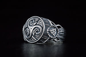 Triskelion Symbol Ring Sterling Silver Handmade Viking Jewelry - vikingworkshop