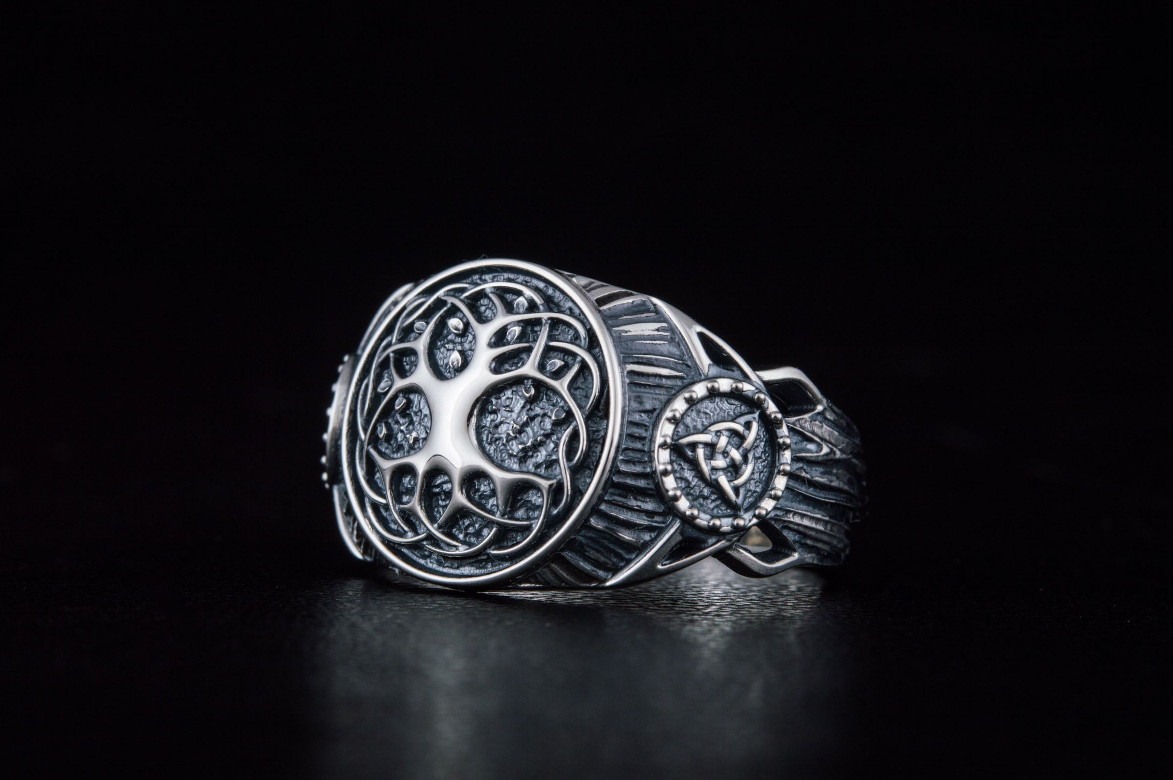 Yggdrasil Symbol Ring Sterling Silver Handmade Viking Jewelry - vikingworkshop