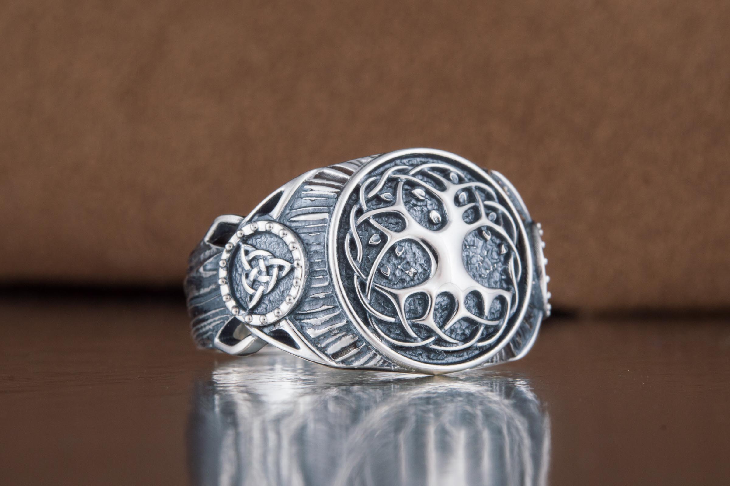 Yggdrasil Symbol Ring Sterling Silver Handmade Viking Jewelry - vikingworkshop