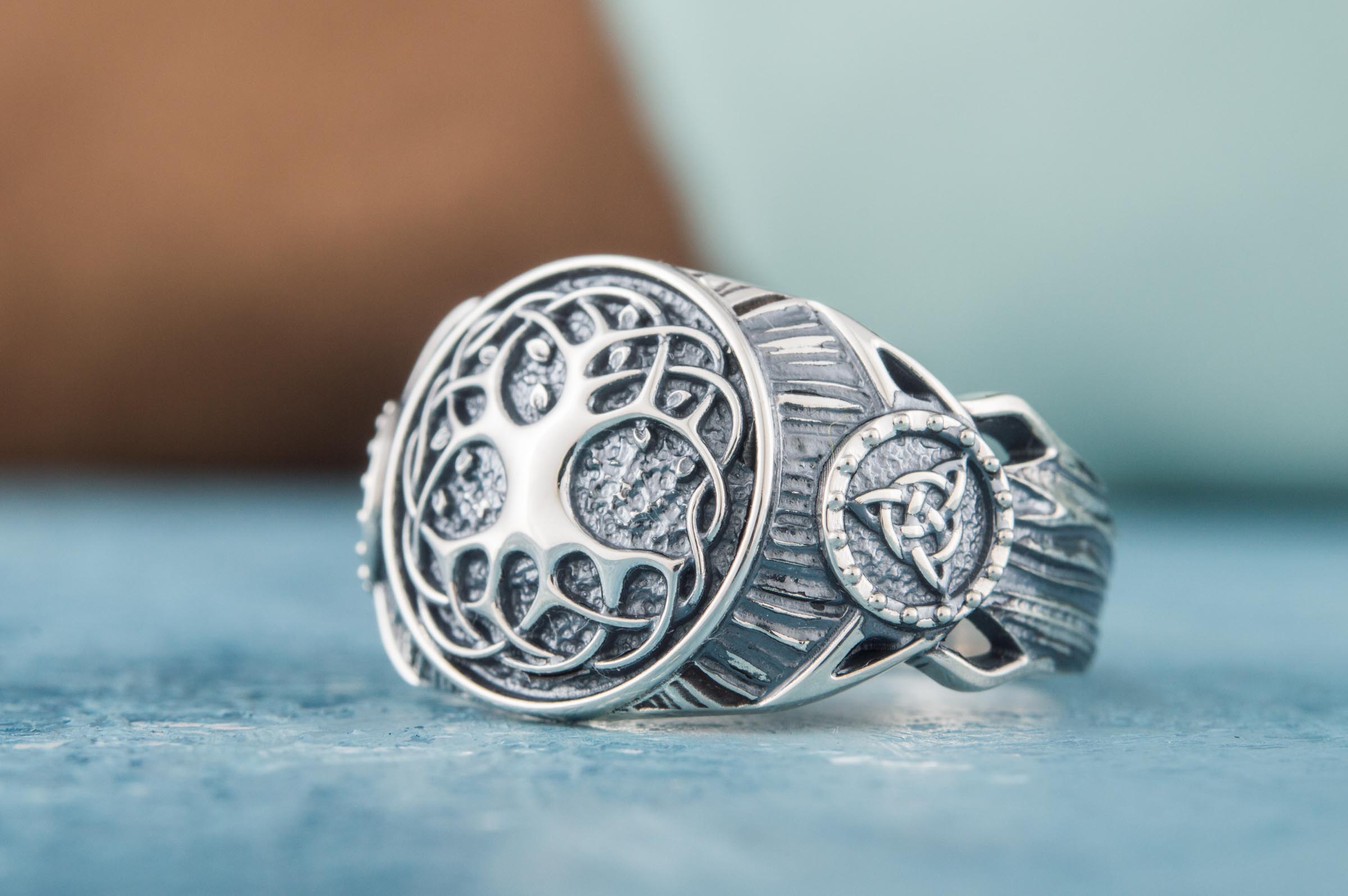 Yggdrasil Symbol Ring Sterling Silver Handmade Viking Jewelry - vikingworkshop