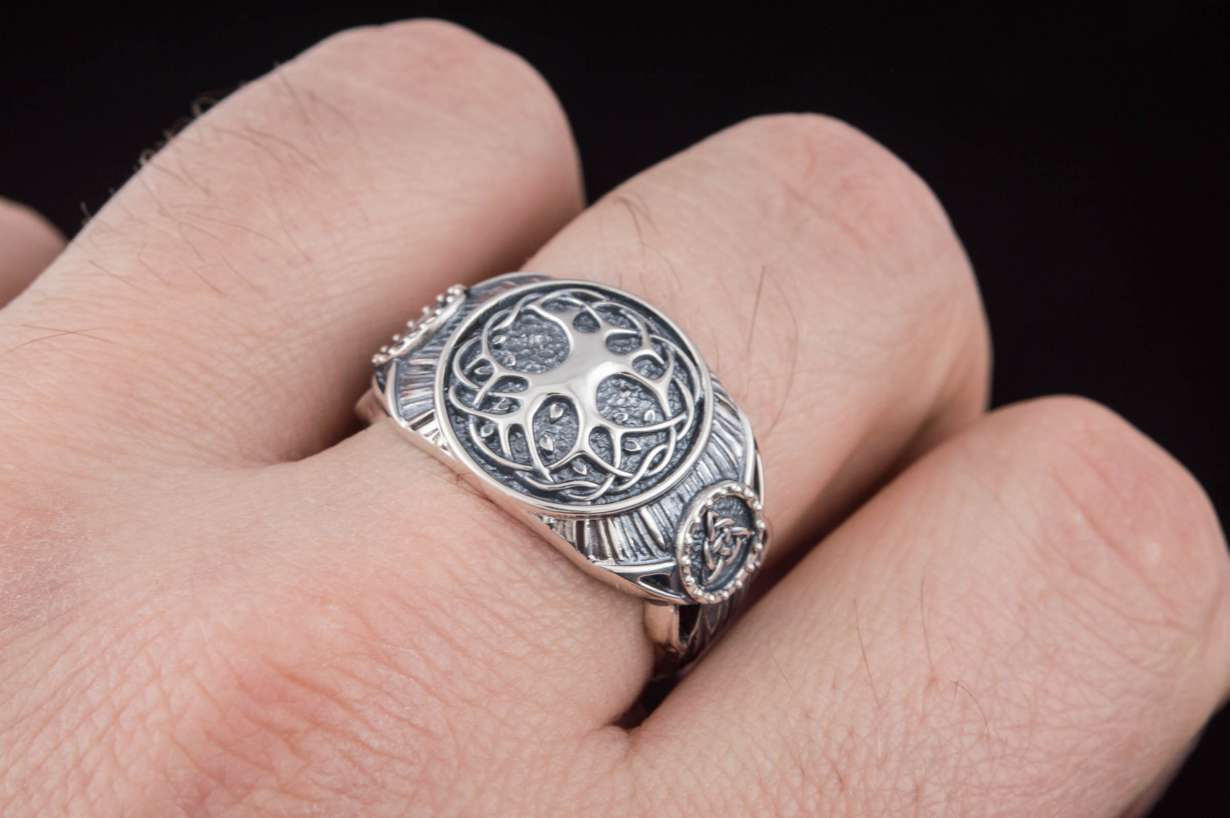 Yggdrasil Symbol Ring Sterling Silver Handmade Viking Jewelry - vikingworkshop