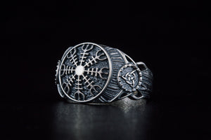 Helm of Awe Symbol Ring Sterling Silver Handmade Viking Jewelry - vikingworkshop