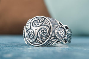 Triskelion Symbol Ring Sterling Silver Handmade Viking Jewelry - vikingworkshop